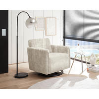 SESSEL in Chenille Beige  - Beige/Schwarz, Basics, Textil/Metall (76/78/81cm) - Livetastic