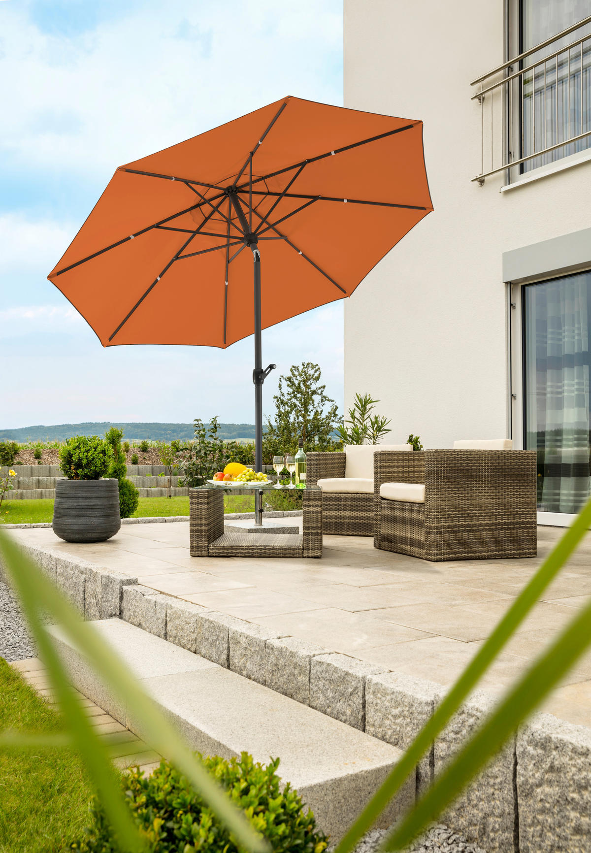 SONNENSCHIRM 300 cm Terracotta  - Anthrazit/Terracotta, Basics, Textil/Metall (300/275/300cm) - Schneider