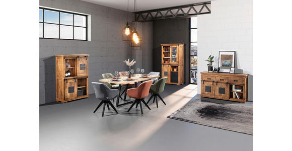 HIGHBOARD  in 95/145/45 cm  - Schwarz/Naturfarben, ROMANTIK / LANDHAUS, Holz/Metall (95/145/45cm) - Landscape