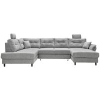 WOHNLANDSCHAFT Silberfarben Chenille  - Silberfarben/Schwarz, MODERN, Holz/Textil (206/338/176cm) - Livetastic