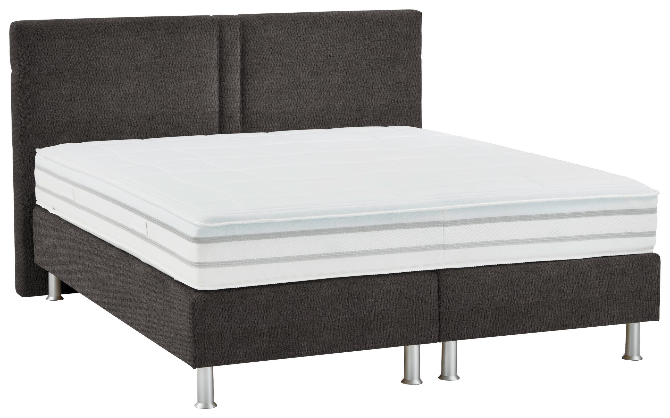 BOXSPRINGBETT 160/200 cm  in Dunkelbraun  - Dunkelbraun/Alufarben, Design, Kunststoff/Textil (160/200cm) - Beldomo - Sleep