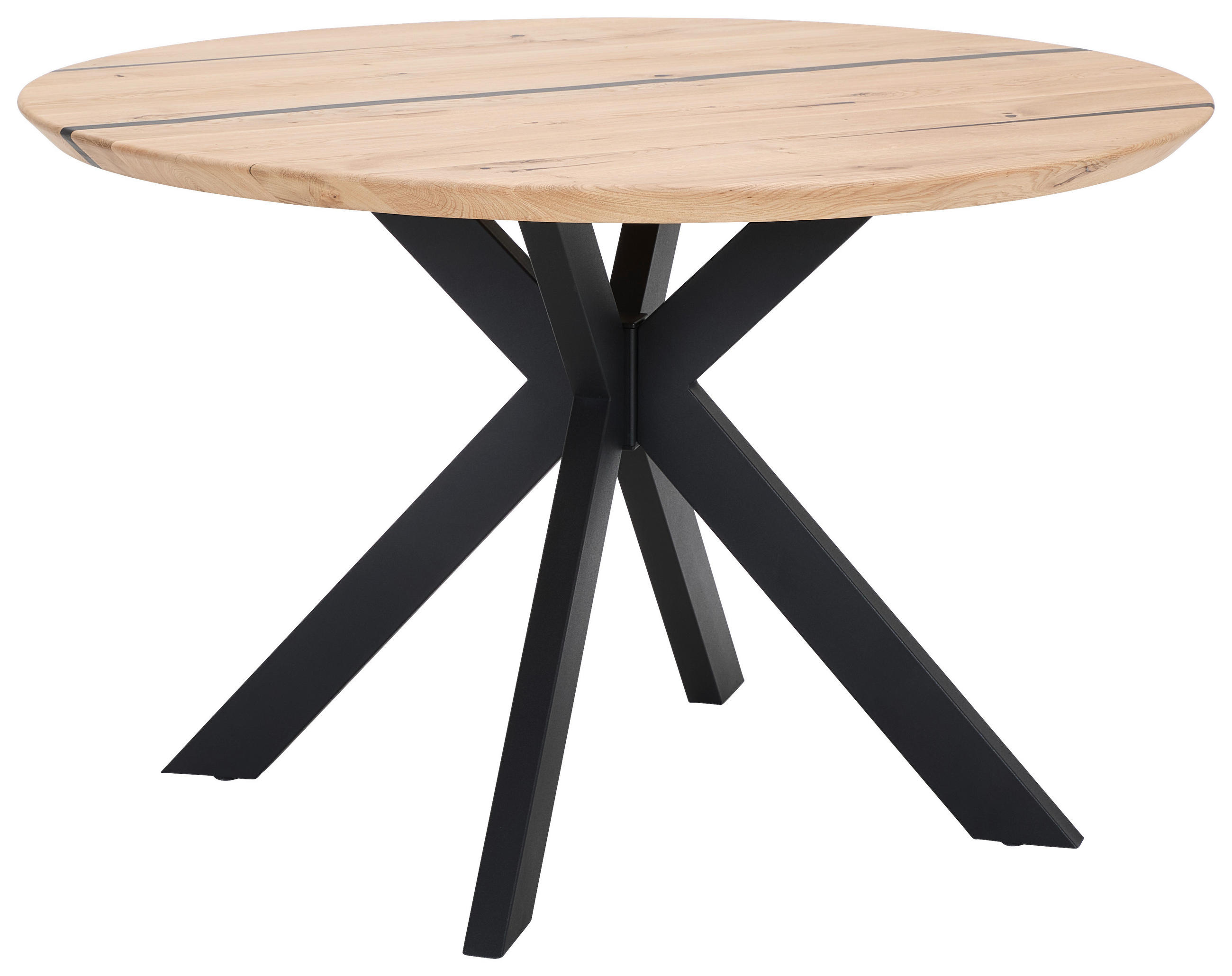 ESSTISCH in Holz, Metall 120/120/76 cm  - Eichefarben/Schwarz, Design, Holz/Metall (120/120/76cm) - Linea Natura