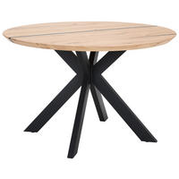 ESSTISCH in Holz, Metall 120/120/76 cm  - Eichefarben/Schwarz, Design, Holz/Metall (120/120/76cm) - Linea Natura