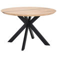 ESSTISCH in Holz, Metall 120/120/76 cm  - Eichefarben/Schwarz, Design, Holz/Metall (120/120/76cm) - Linea Natura