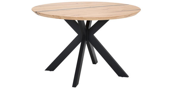 ESSTISCH in Holz, Metall 120/120/76 cm  - Eichefarben/Schwarz, Design, Holz/Metall (120/120/76cm) - Linea Natura