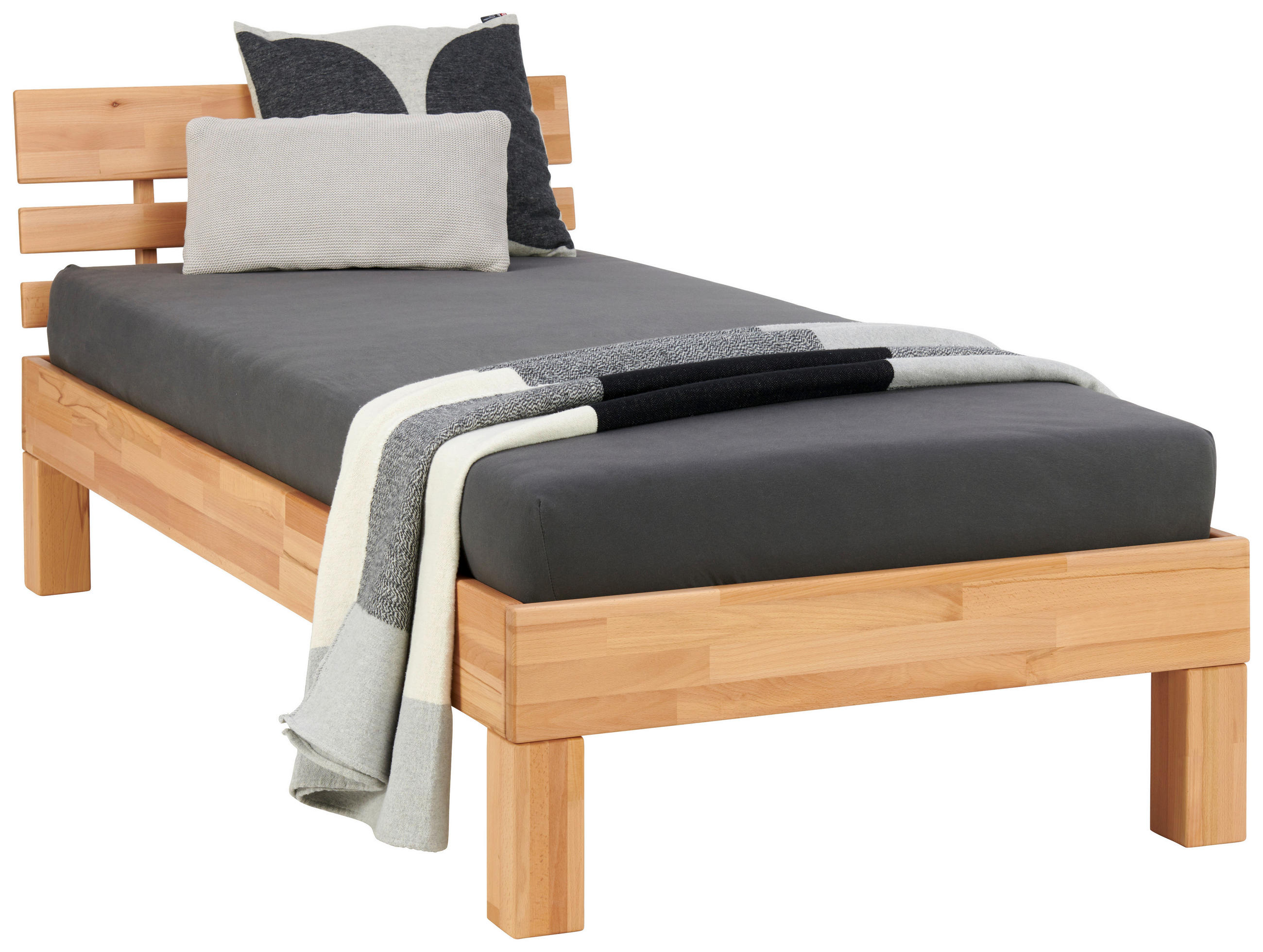 BETT 90/200 cm  in Kernbuche  - Kernbuche, Natur, Holz (90/200cm) - MID.YOU