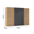 SCHWEBETÜRENSCHRANK 316/235/68 cm 4-türig Schwarz, Eiche Artisan  - Chromfarben/Schwarz, KONVENTIONELL, Glas/Holzwerkstoff (316/235/68cm) - Novel