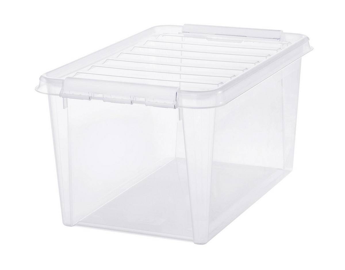 FÖRVARINGSLÅDA 59/39/31 cm   - klar/vit, Basics, plast (59/39/31cm) - Smart Store