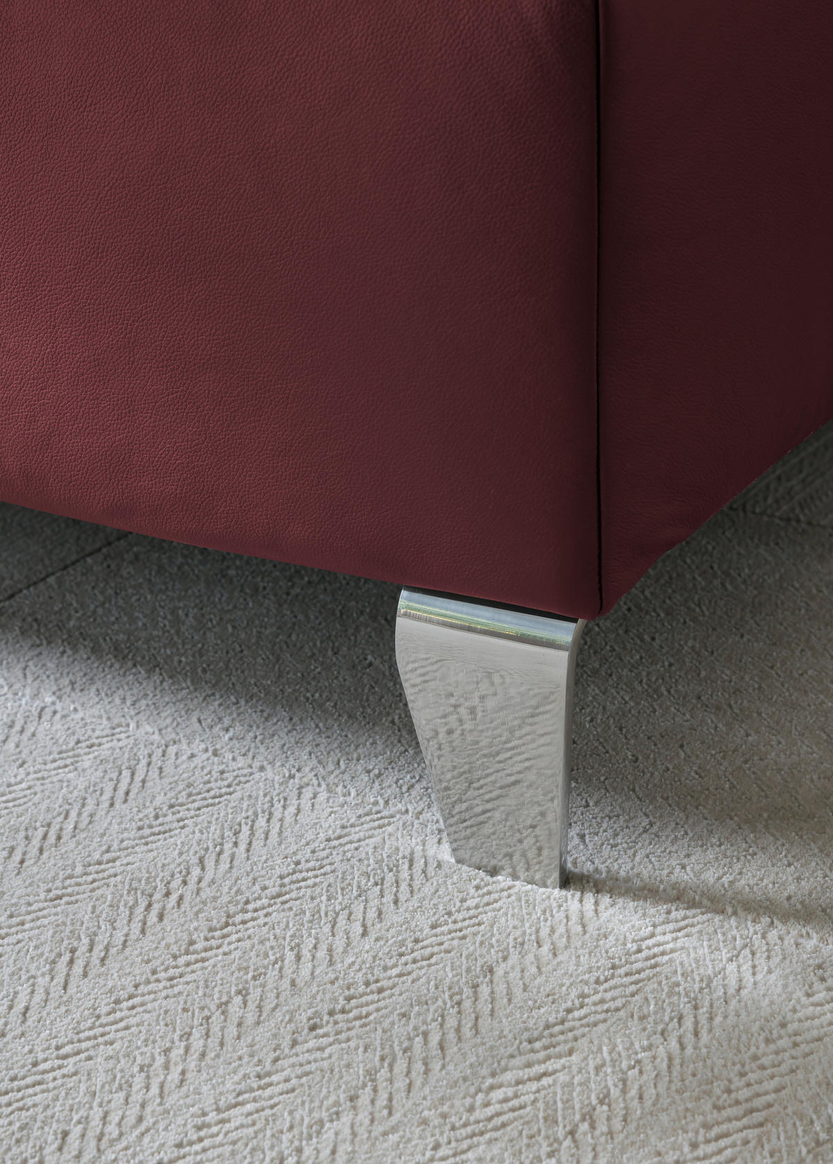 BOXSPRINGBETT 120/200 cm  in Bordeaux  - Chromfarben/Bordeaux, Konventionell, Leder/Textil (120/200cm) - Novel