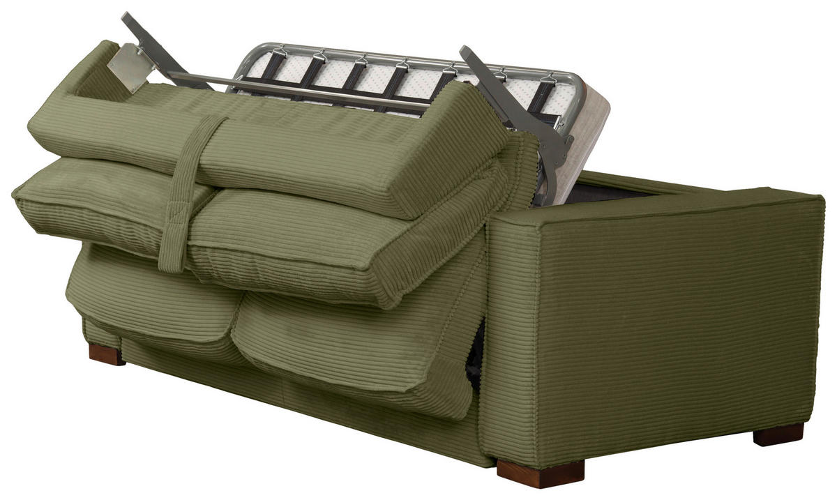 SCHLAFSOFA in Textil Grün  - Dunkelbraun/Grün, Design, Holz/Textil (203/85/99cm) - MID.YOU