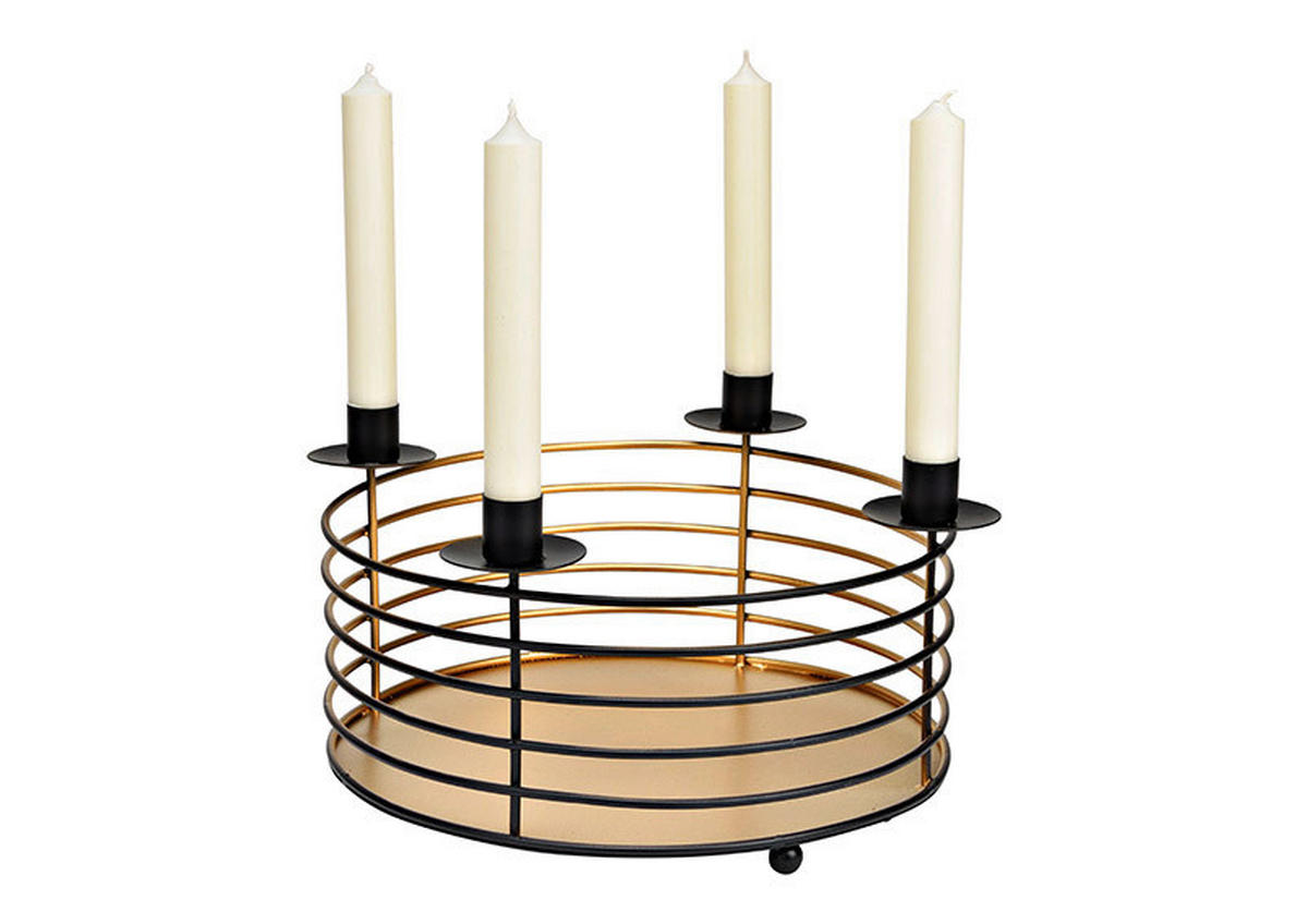 ADVENTSKERZENHALTER  - Schwarz, Basics, Metall (32/14/32cm) - X-Mas