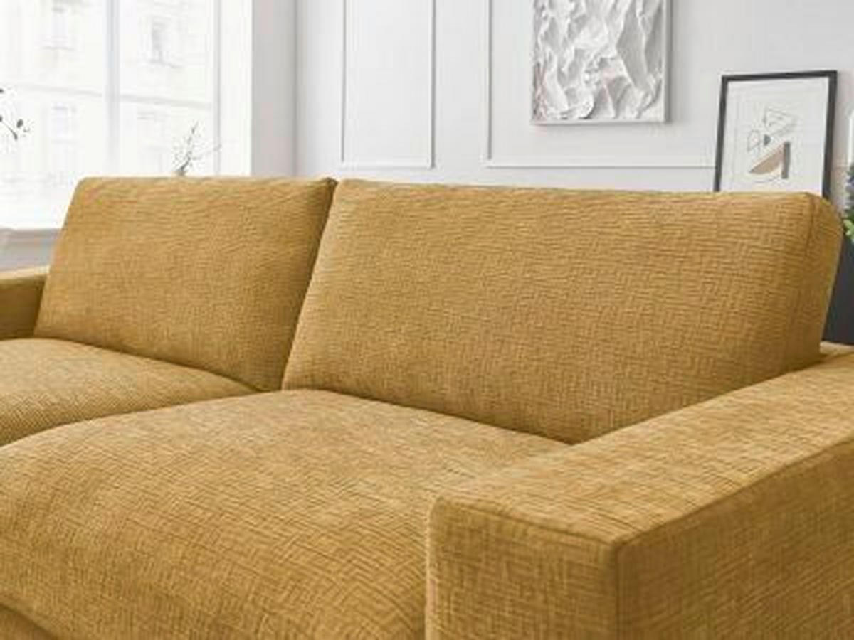ECKSOFA Ottomane links  LEONARD  Gelb Struktur  - Gelb/Schwarz, MODERN, Kunststoff/Textil (159/274cm)