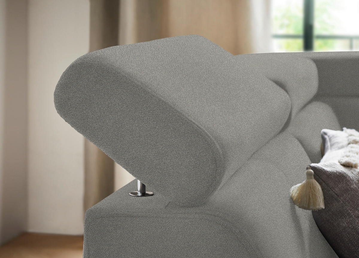 ECKSOFA in Mikrofaser Hellgrau  - Hellgrau/Schwarz, Design, Textil/Metall (203/260cm) - Stylife