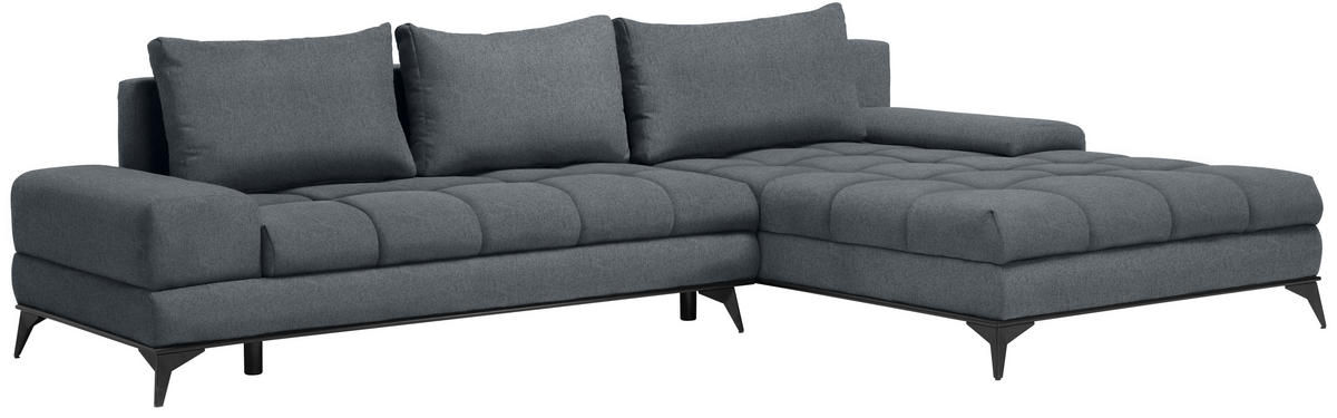 ECKSOFA in Webstoff Blaugrau  - Blaugrau/Schwarz, Design, Textil/Metall (315/212cm) - Carryhome