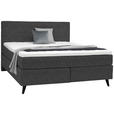 BOXSPRINGBETT 160/200 cm in Dunkelgrau - Dunkelgrau/Schwarz, KONVENTIONELL, Holz/Textil (160/200cm) - Voleo