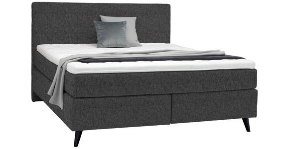 BOXSPRINGBETT 160/200 cm in Dunkelgrau - Dunkelgrau/Schwarz, KONVENTIONELL, Holz/Textil (160/200cm) - Voleo