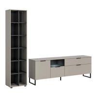 WOHNWAND 2-teilig  in Schwarz, Kaschmir  245/192/41 cm  - Kaschmir/Schwarz, Design, Holzwerkstoff/Kunststoff (245/192/41cm) - Livetastic