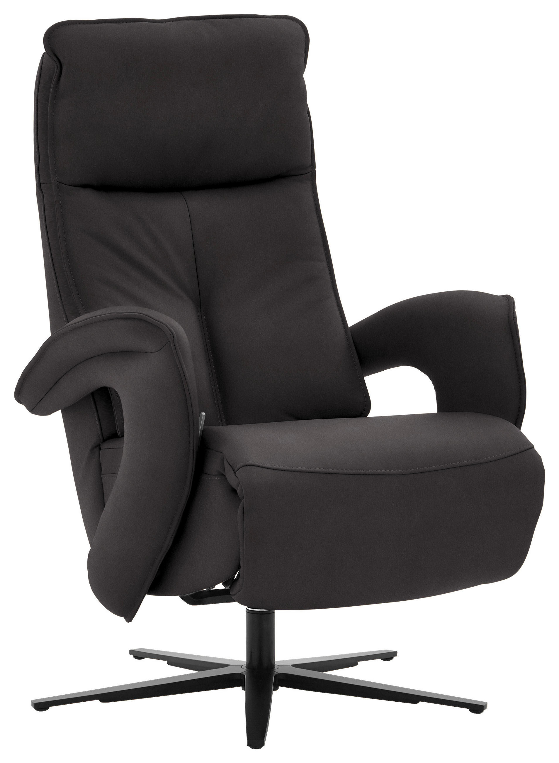 RELAXSESSEL in Leder Dunkelbraun  - Dunkelbraun/Schwarz, Design, Leder/Metall (77/110/87cm) - Valdera