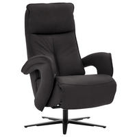 RELAXSESSEL in Leder Dunkelbraun  - Dunkelbraun/Schwarz, Design, Leder/Metall (77/110/87cm) - Valdera