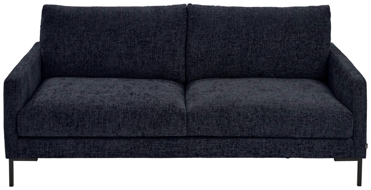 3-SITZER-SOFA  in Webstoff Dunkelblau  - Schwarz/Dunkelblau, KONVENTIONELL, Textil/Metall (196/78/90cm) - Hom`in