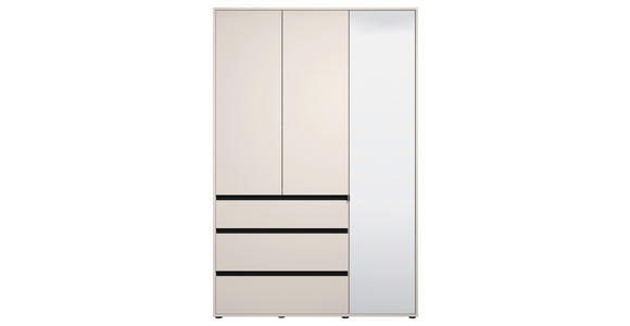 DREHTÜRENSCHRANK 3-türig Schwarz, Kaschmir - Kaschmir/Schwarz, Basics, Glas/Holzwerkstoff (138/210,5/54,5cm) - Xora