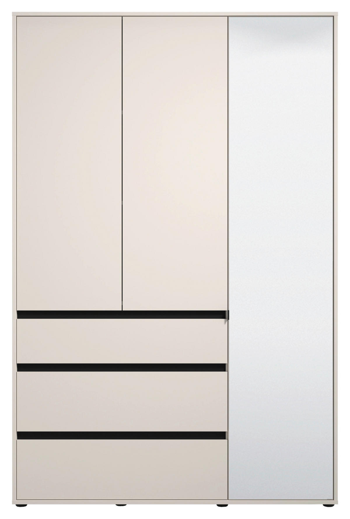 DREHTÜRENSCHRANK 3-türig Schwarz, Kaschmir  - Kaschmir/Schwarz, Basics, Glas/Holzwerkstoff (138/210,5/54,5cm) - Xora