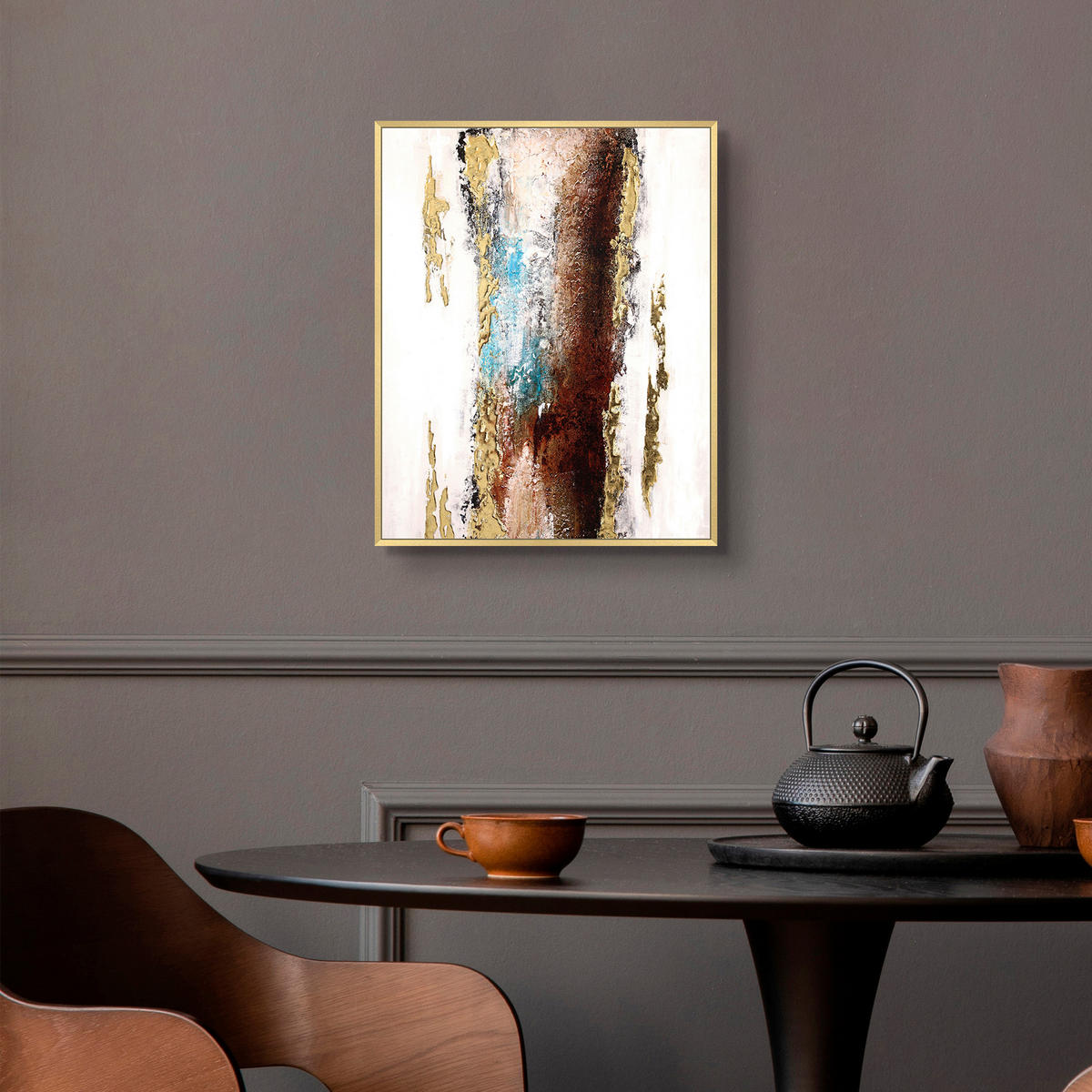 KUNSTDRUCK Abstraktes 40/50 cm  - Goldfarben/Multicolor, Basics, Holzwerkstoff (40/50cm) - Monee