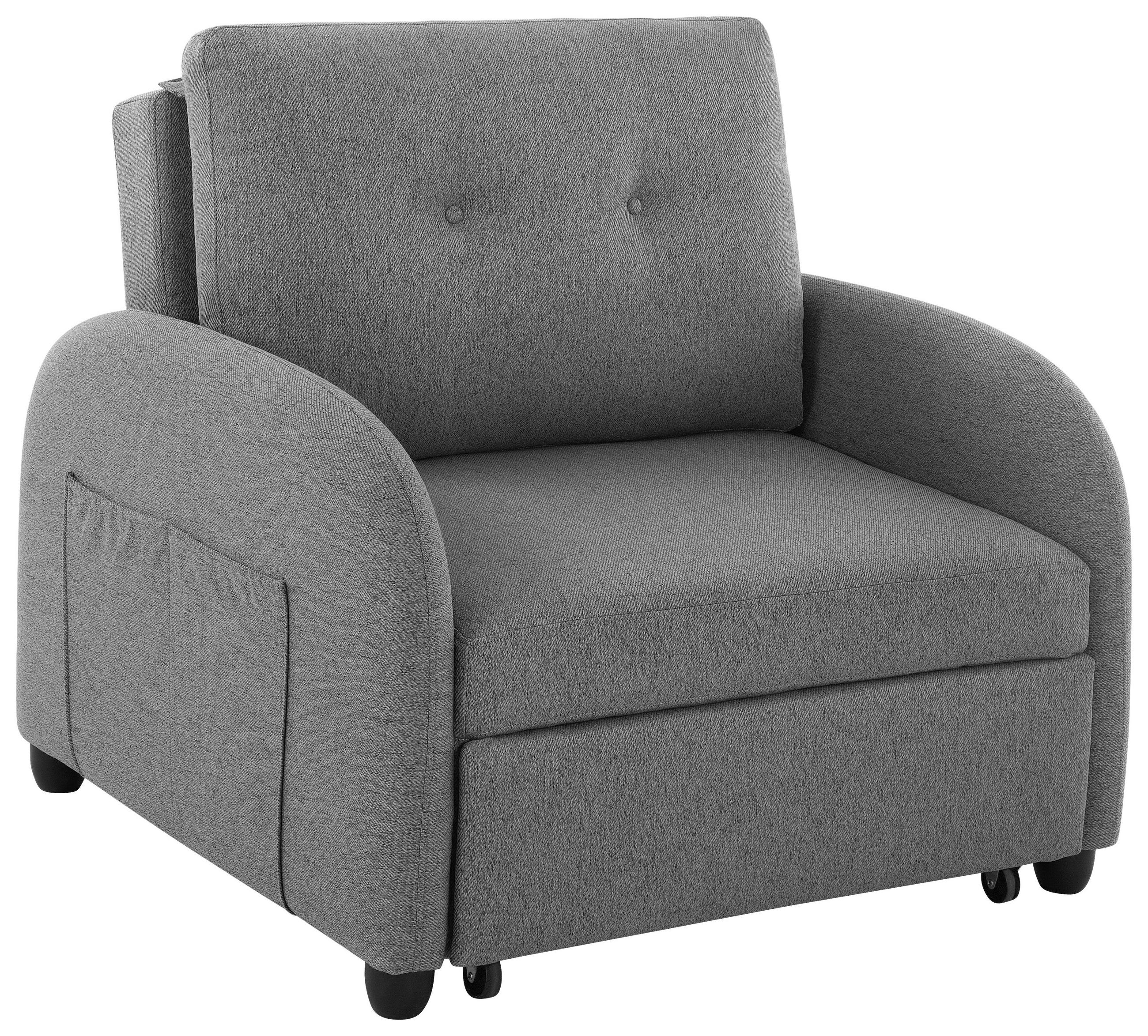 SCHLAFSESSEL Leinenoptik Dunkelgrau    - Dunkelgrau/Schwarz, Design, Kunststoff/Textil (102/94/95cm) - Livetastic