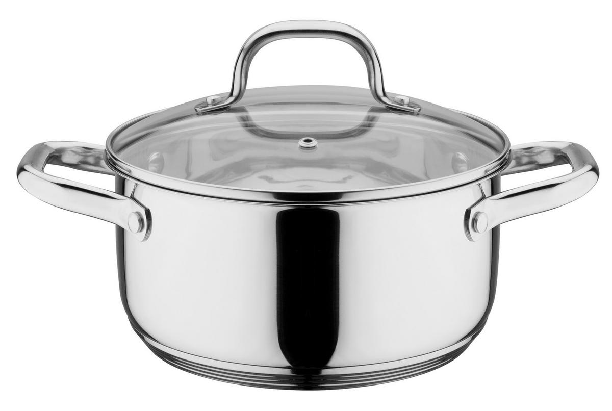 KOCHTOPFSET TRENTINO 5-teilig  - Klar/Edelstahlfarben, Basics, Glas/Metall - GSW