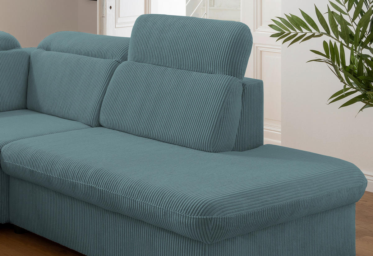 ECKSOFA in Cord Petrol  - Chromfarben/Petrol, Design, Textil/Metall (283/228cm) - Livetastic