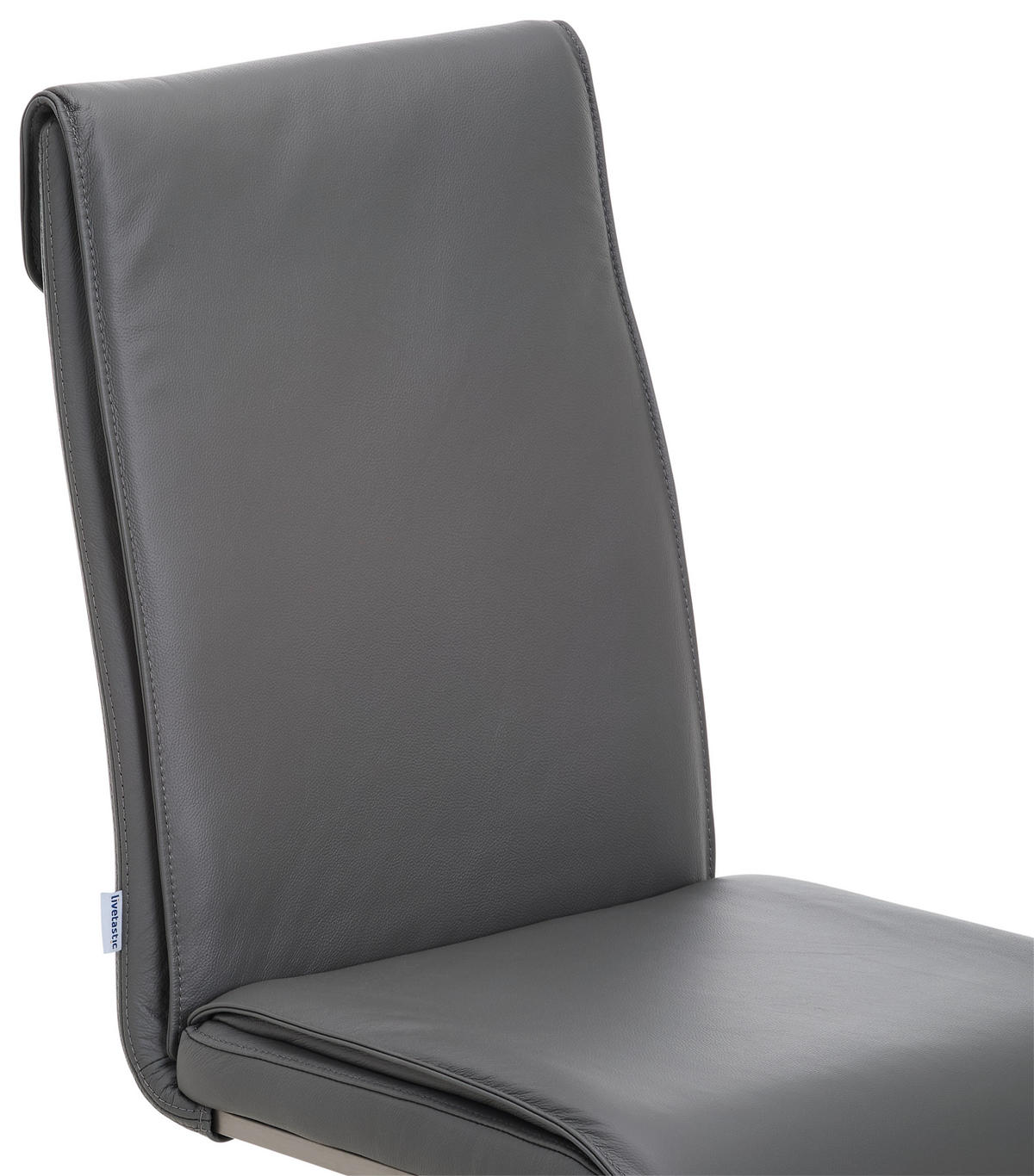 SCHWINGSTUHL  in Edelstahl Echtleder pigmentiert  - Edelstahlfarben/Dunkelgrau, Design, Leder/Metall (46/99/62cm) - Livetastic