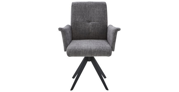ARMLEHNSTUHL in Stahl Flachgewebe - Schwarz/Grau, Design, Holzwerkstoff/Textil (65/90/61cm) - Dieter Knoll