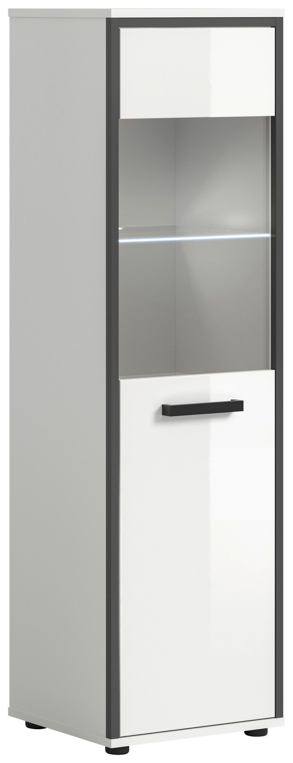 MIDISCHRANK 40/139/34 cm  - Weiß Hochglanz/Schwarz, MODERN, Holzwerkstoff/Kunststoff (40/139/34cm) - MID.YOU