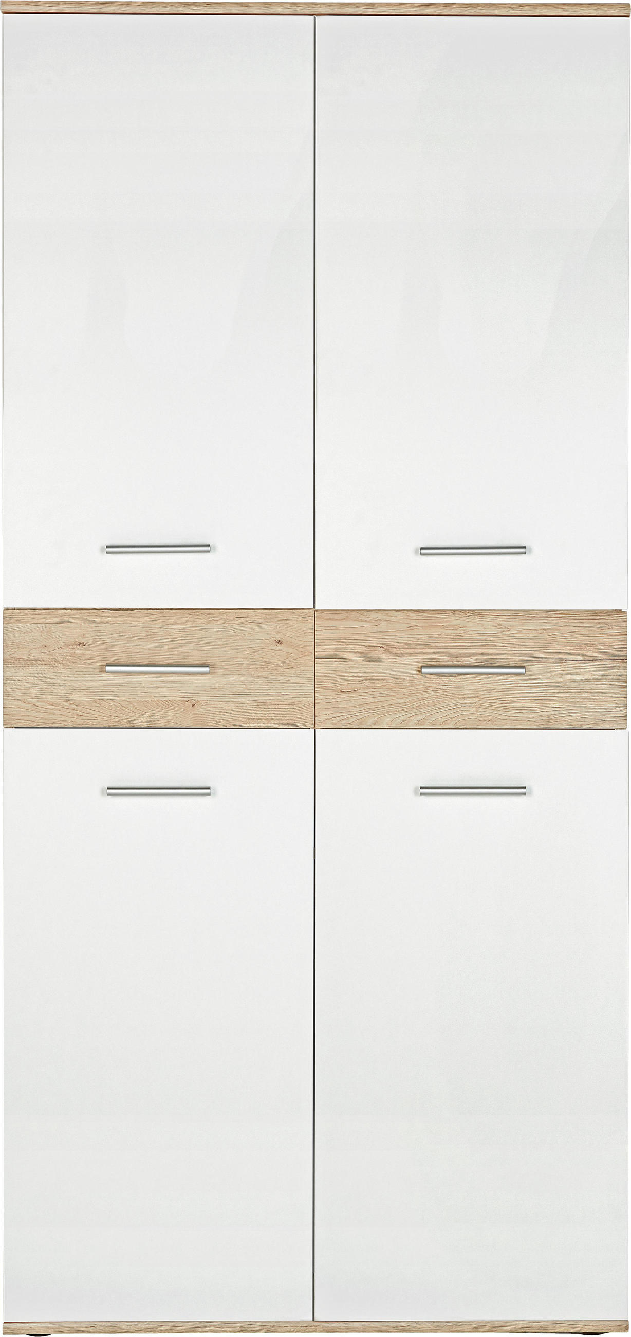 SCHUHSCHRANK - Eichefarben/Silberfarben, Design, Holzwerkstoff/Kunststoff (90/195/35cm) - XORA