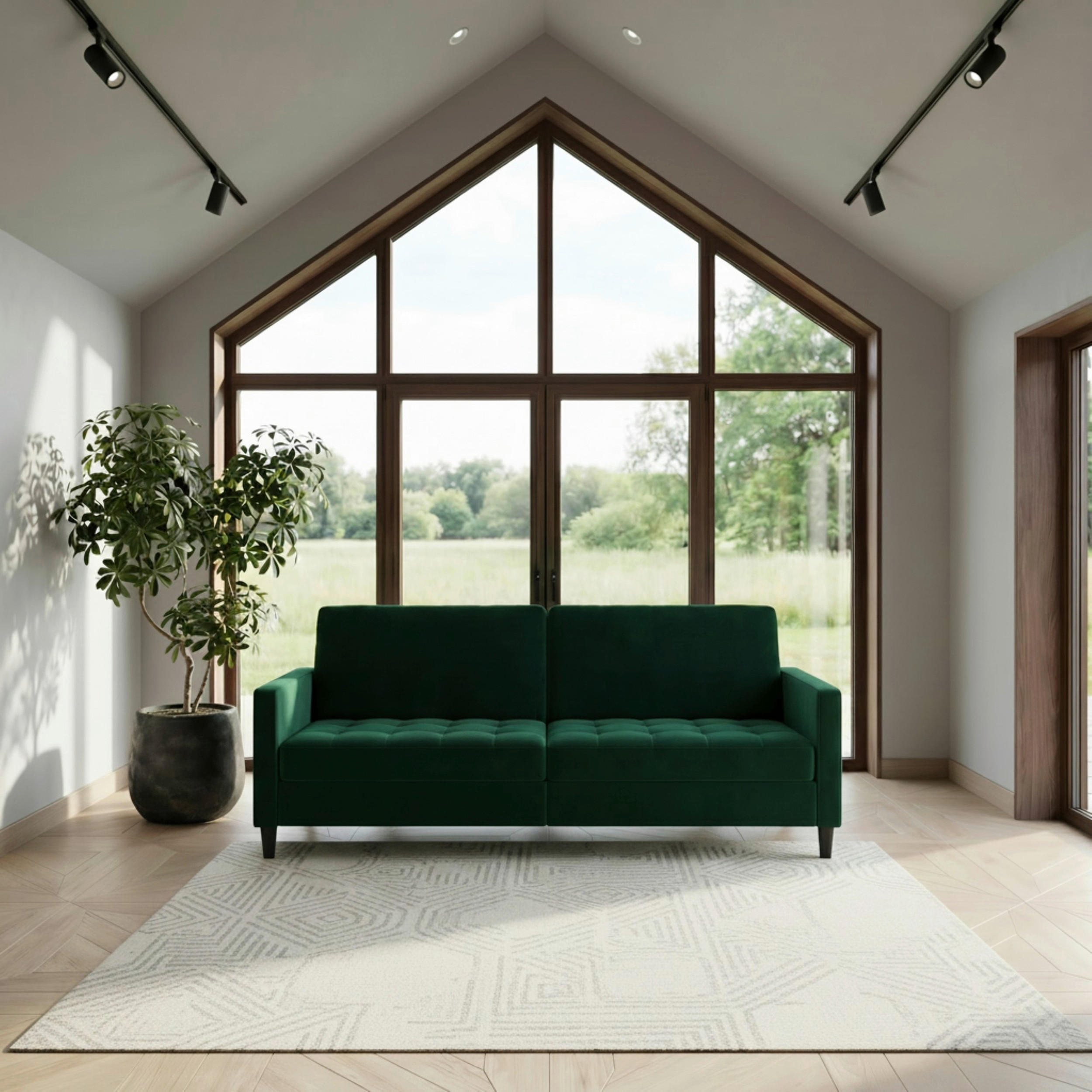 SCHLAFSOFA Velours Dunkelgrün  - Dunkelgrün/Schwarz, Basics, Kunststoff/Textil (207/86/86cm) - Livetastic
