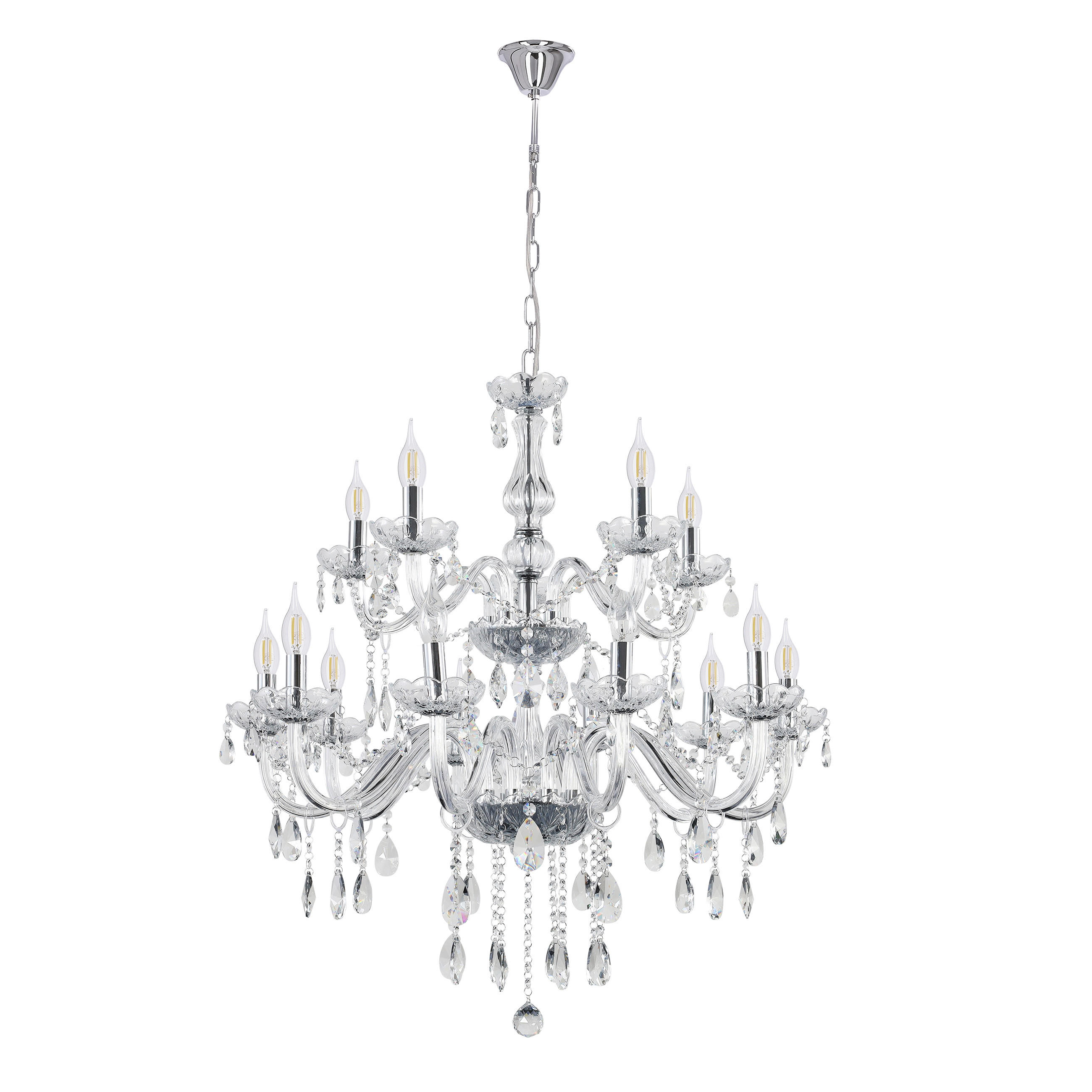 PENDELLEUCHTE Cristallo 78/78/125 cm   - Chromfarben, KONVENTIONELL, Glas/Metall (78/78/125cm)