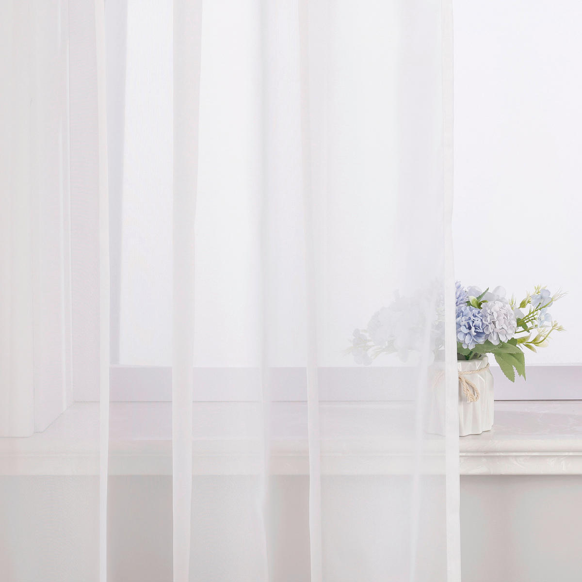 FERTIGVORHANG  transparent  140/145 cm   - Weiß Hochglanz, Basics, Textil (140/145cm) - Joyswahl