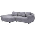 ECKSOFA Hellgrau Flachgewebe  - Hellgrau/Schwarz, Design, Kunststoff/Textil (175/278cm) - Xora