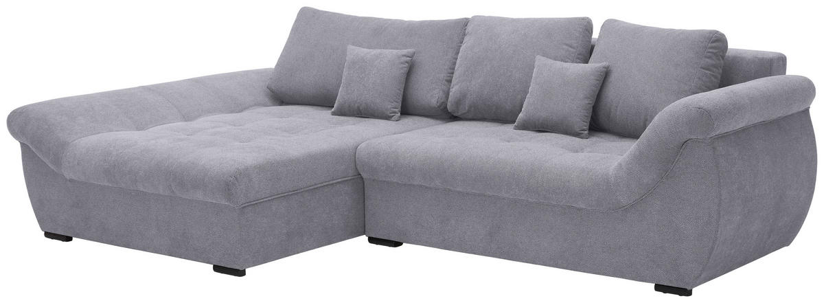 ECKSOFA Hellgrau Flachgewebe  - Hellgrau/Schwarz, Design, Kunststoff/Textil (175/278cm) - Xora