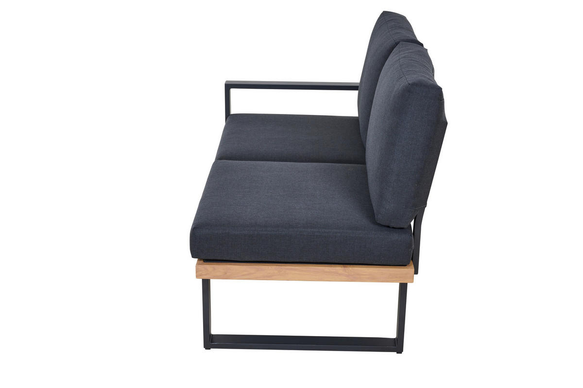 LOUNGEGARNITUR 2-teilig   73,5/78,5/155 cm Aluminium  - Anthrazit/Teakfarben, Basics, Textil/Metall (73,5/78,5/155cm) - Siena Garden