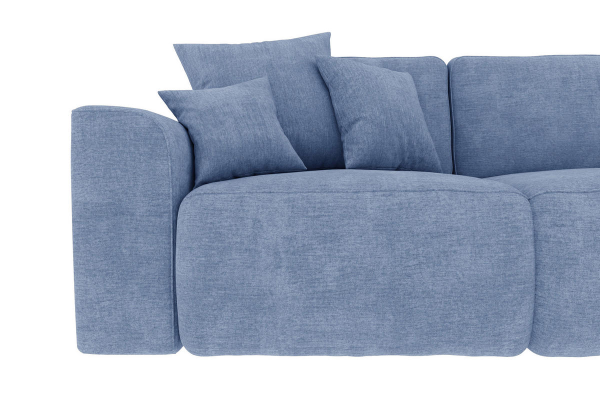 ECKSOFA Hellblau Samt  - Chromfarben/Hellblau, KONVENTIONELL, Kunststoff/Textil (293/195cm) - Carryhome