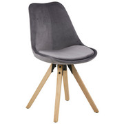 STUHL Samt Dunkelgrau - Eichefarben/Dunkelgrau, Design, Holz/Textil (48,5/85/55cm) - Ambia Home