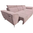 ECKSOFA Altrosa Cord Rücken echt, Kopfteilverstellung, Sitzvorzug  - Schwarz/Altrosa, KONVENTIONELL, Textil/Metall (290/196cm) - Carryhome