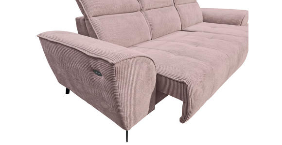 ECKSOFA Altrosa Cord Rücken echt, Kopfteilverstellung, Sitzvorzug  - Schwarz/Altrosa, KONVENTIONELL, Textil/Metall (290/196cm) - Carryhome