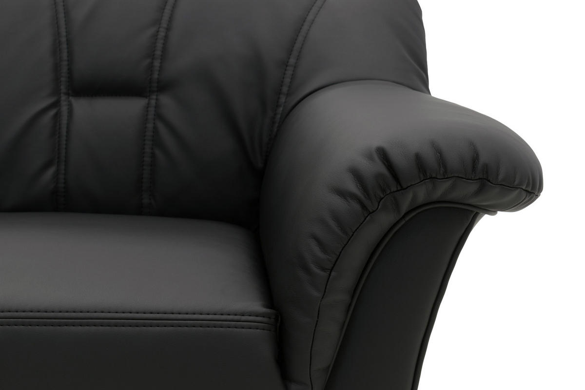ECKSOFA in Lederlook Schwarz  180/243 cm  - Schwarz, KONVENTIONELL, Kunststoff/Textil (180/243cm) - MID.YOU