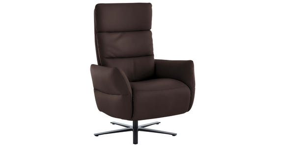 RELAXSESSEL in Leder Dunkelbraun  - Dunkelbraun/Schwarz, Design, Leder/Metall (82/119/85cm) - Dieter Knoll