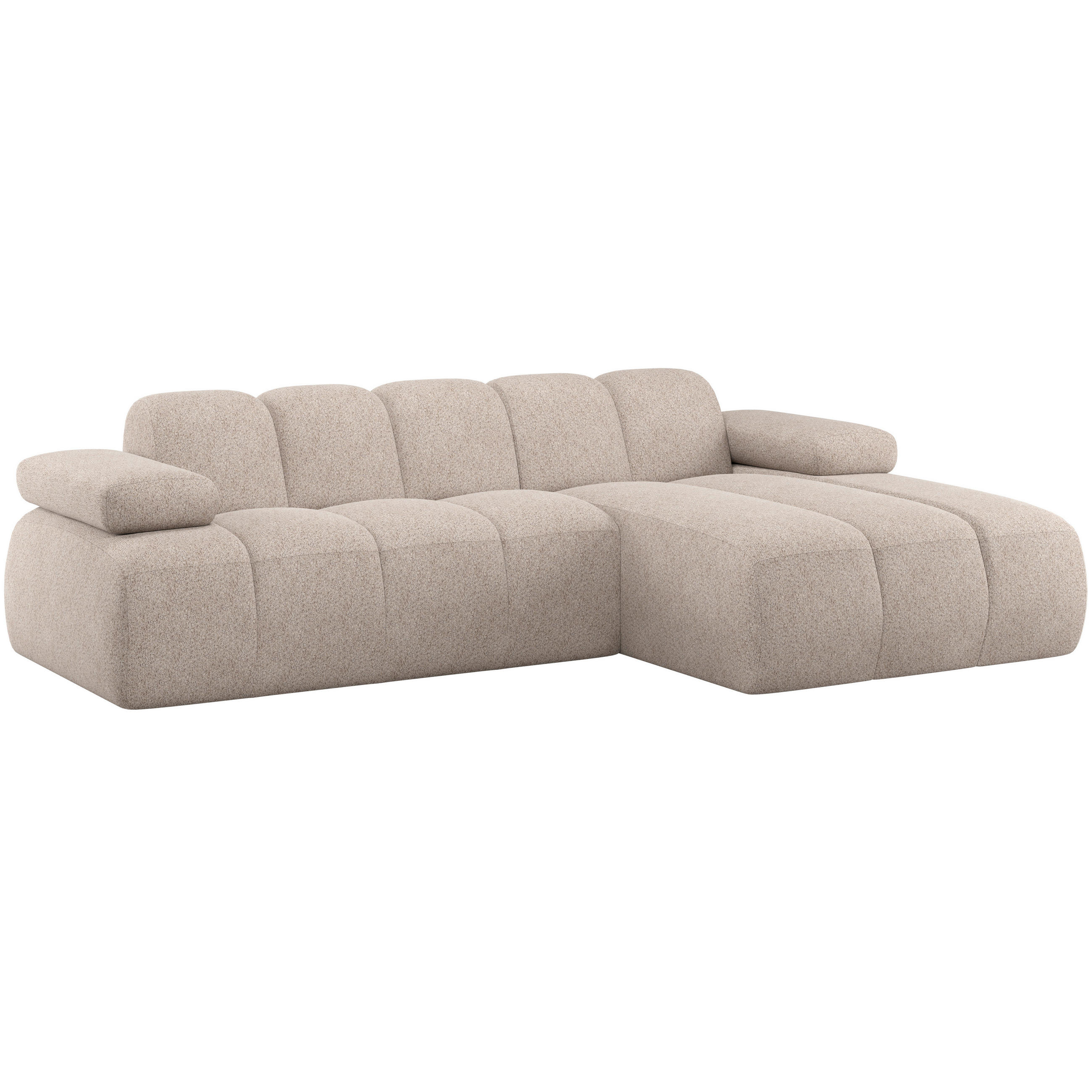 ECKSOFA Mojo Sandfarben Webstoff Armteilverstellung  - Sandfarben/Schwarz, MODERN, Kunststoff/Textil (284/160cm) - Livetastic