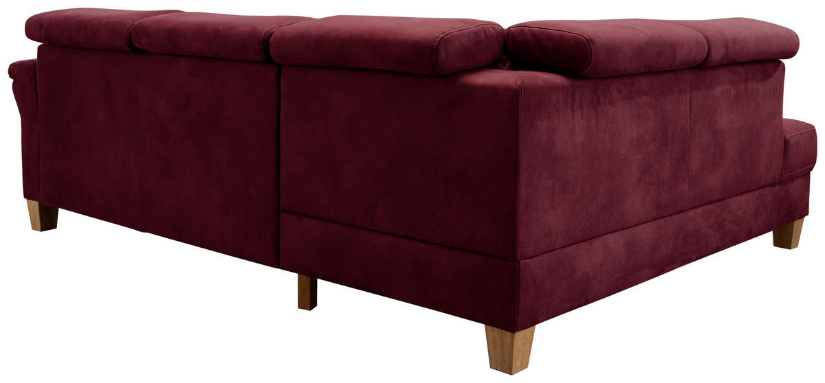 ECKSOFA in Mikrofaser Bordeaux  - Eichefarben/Bordeaux, Konventionell, Holz/Textil (245/194cm) - Sit & More