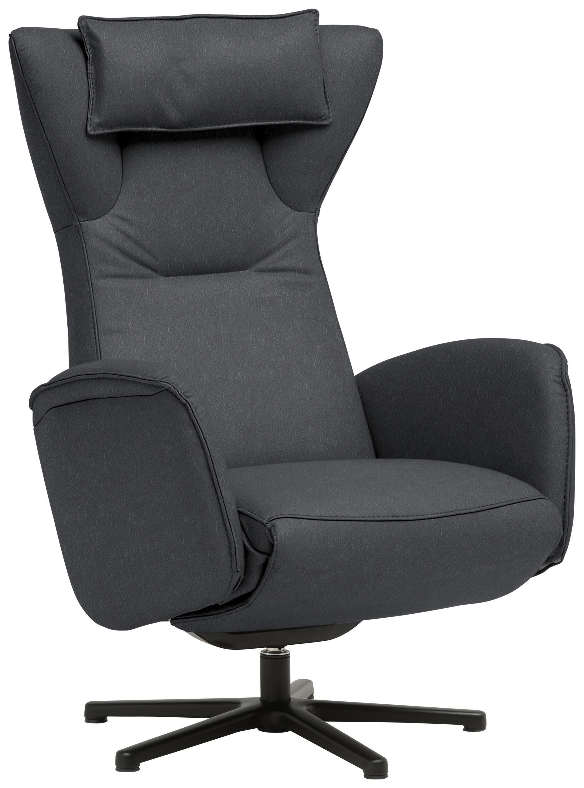 RELAXSESSEL Leder Schieferfarben  - Schieferfarben/Schwarz, Design, Leder/Metall (75/106/86cm) - Valdera