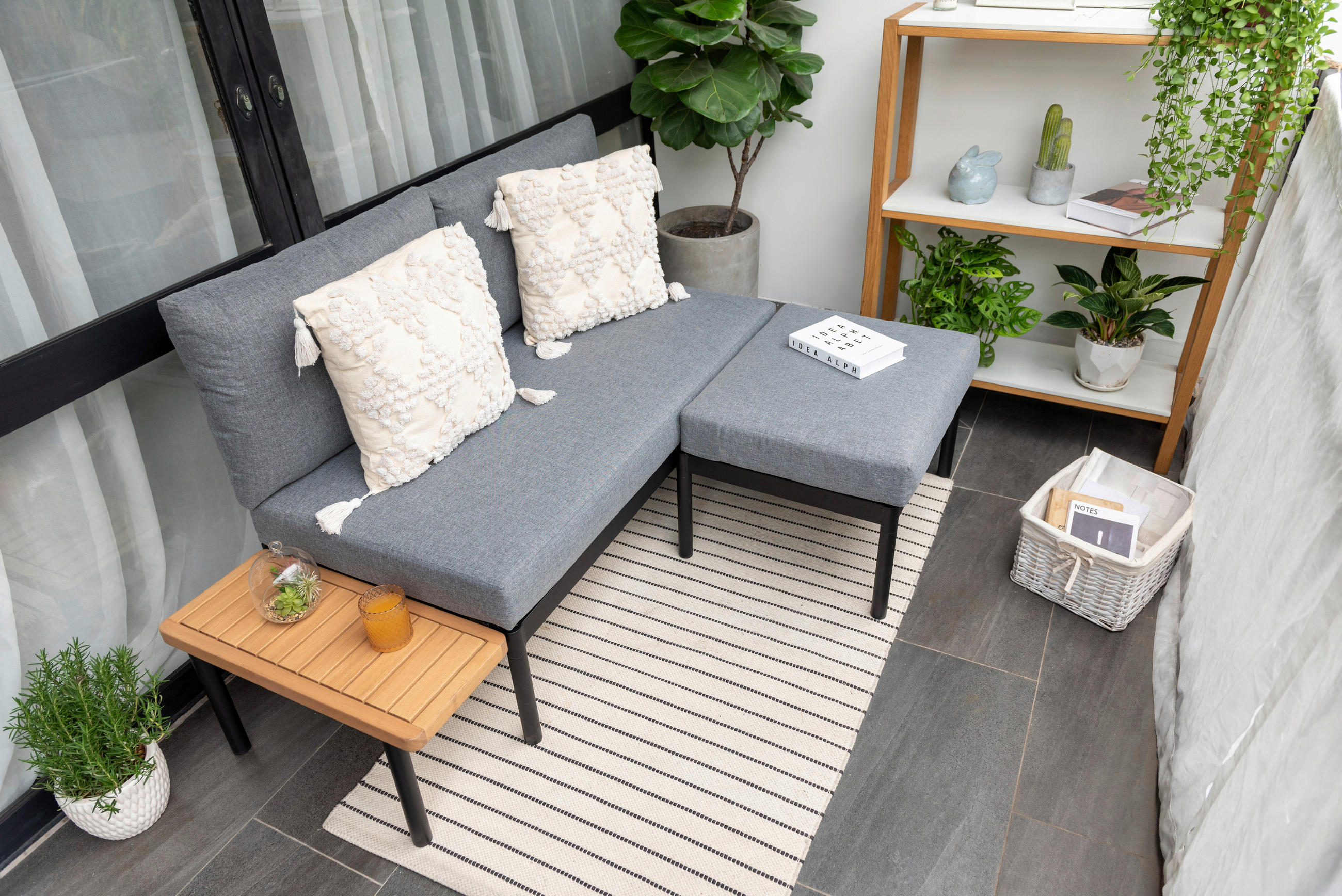 LOUNGEGARNITUR  110/150 cm  Eukalyptusholz Hartholz Aluminium  - Schwarz/Naturfarben, Design, Holz/Textil (110/150cm) - Ambia Garden